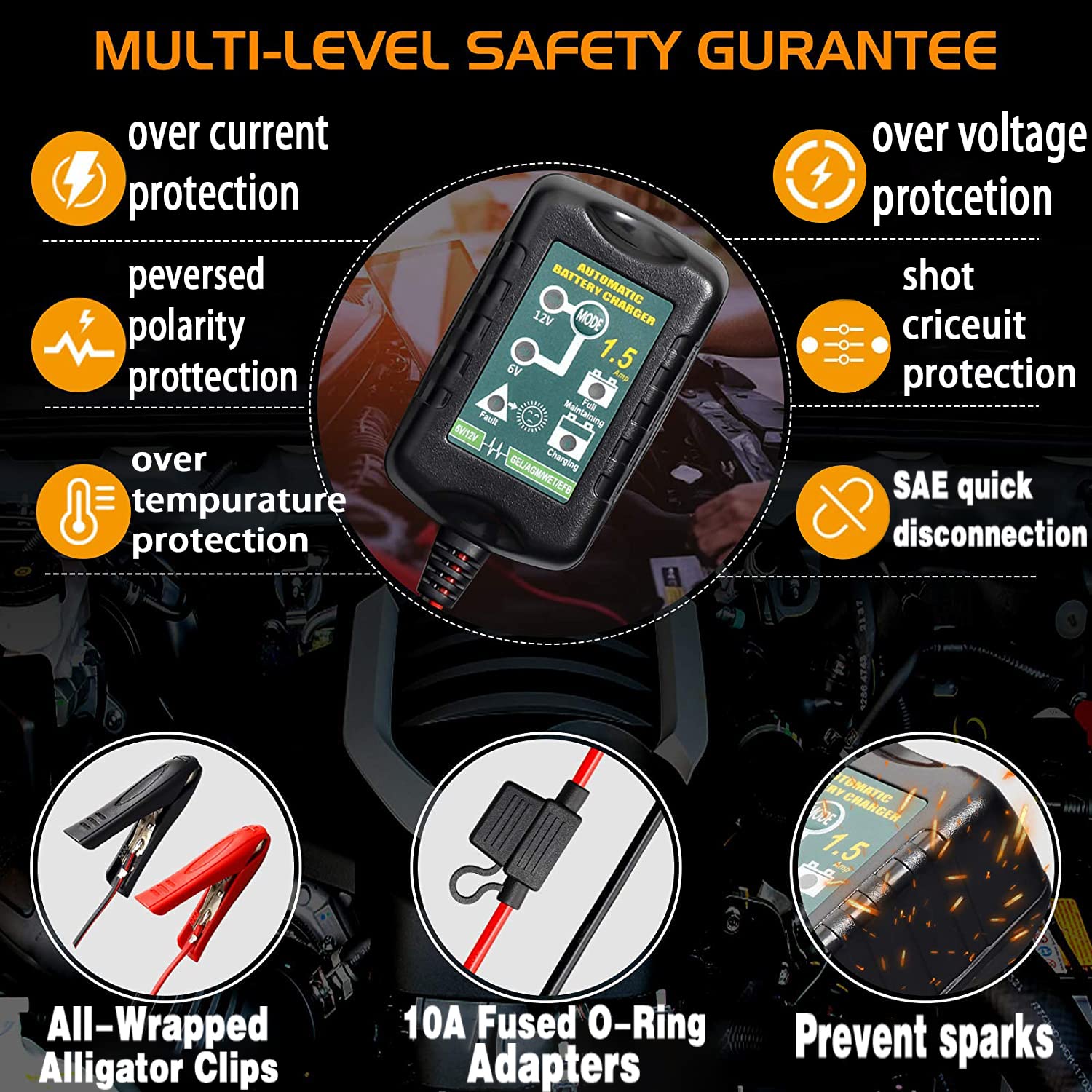 6V 12V Battery Charger for Car Motorcycle - Auto Repair & Maintenance