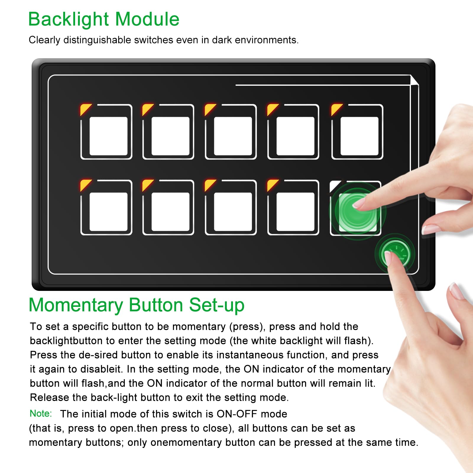 10P Membrane Control Switch Panel with Bluetooth APP, IP67 Waterproof & Backlight LED - Perfect for Cars, Boats, Trucks, RVs & Marine Applications