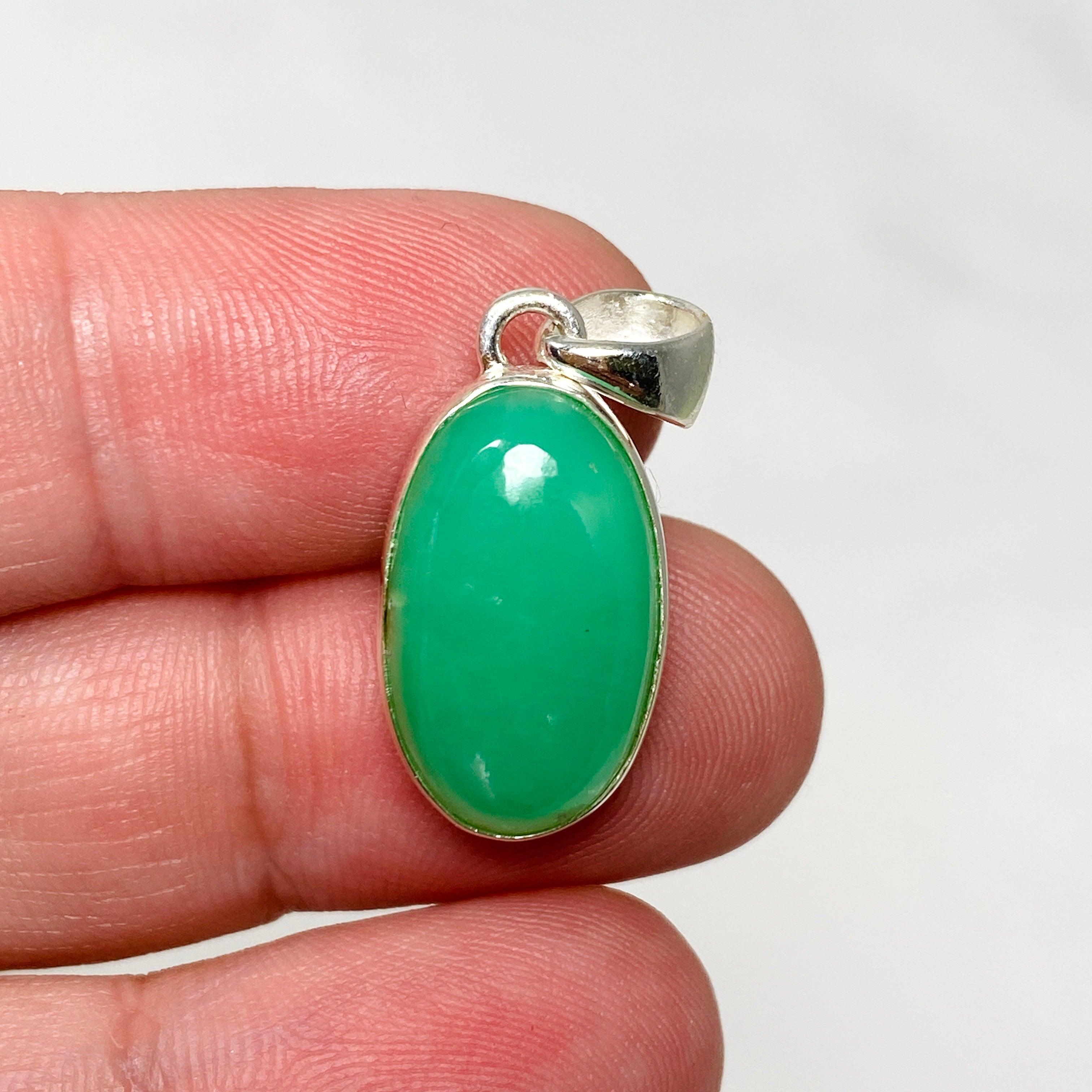 Natural Chrysoprase Oval Pendant Necklace - 925 Sterling Silver Jewelry KPGJ4455 | Elegant Gift for Women, Birthday, Anniversary & Special Occasions