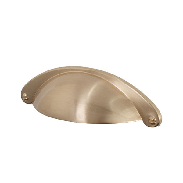 ADP Seashell Standard Handle Brushed Brass - Vintage Cabinet Pulls for Kitchen & Bathroom Drawers - Perfect for Home Renovation and Furniture Upgrade