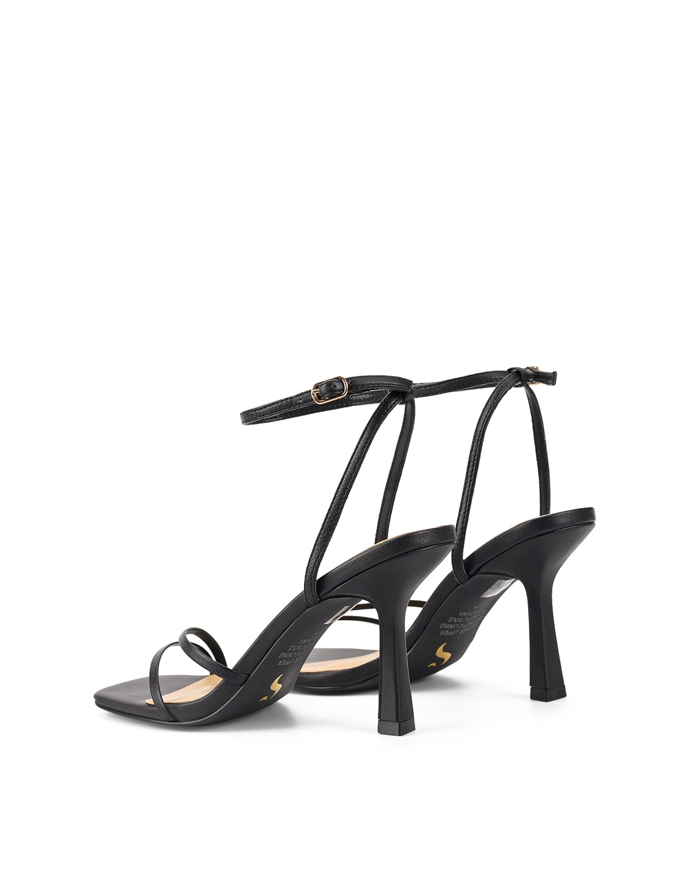 Black Leather Strappy Heel Sandals for Women - Comfortable High Heels for Party, Wedding & Evening Events