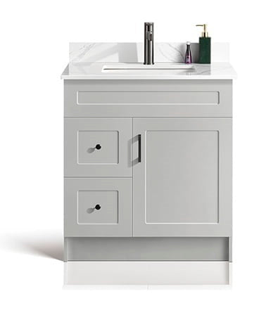 30-Inch HDF Freestanding Bathroom Vanity with Quartz Countertop - 3 Color Options | Modern Sink Cabinet for Small Bathrooms & Powder Rooms