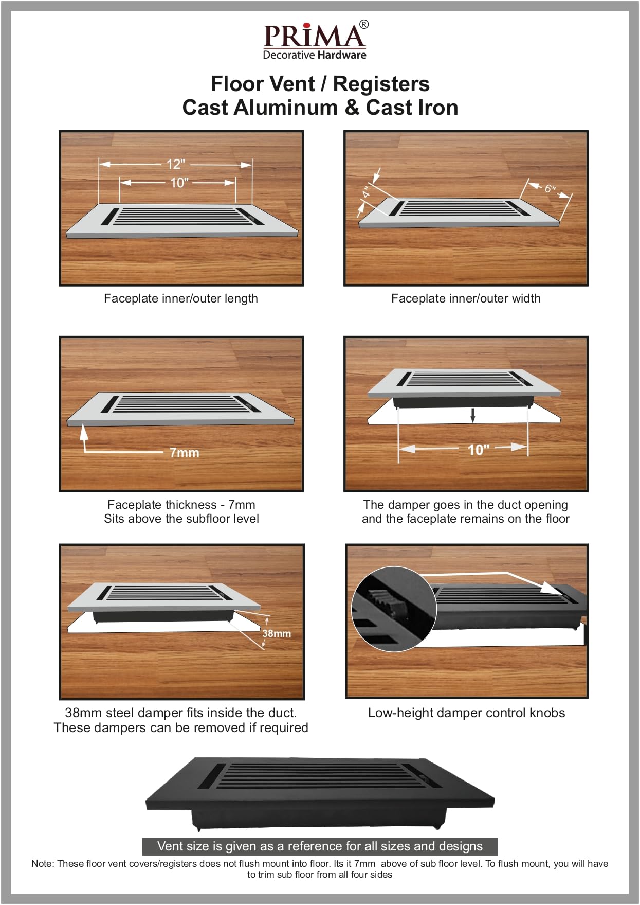 Prima Decorative Cast Aluminum Floor Register 3
