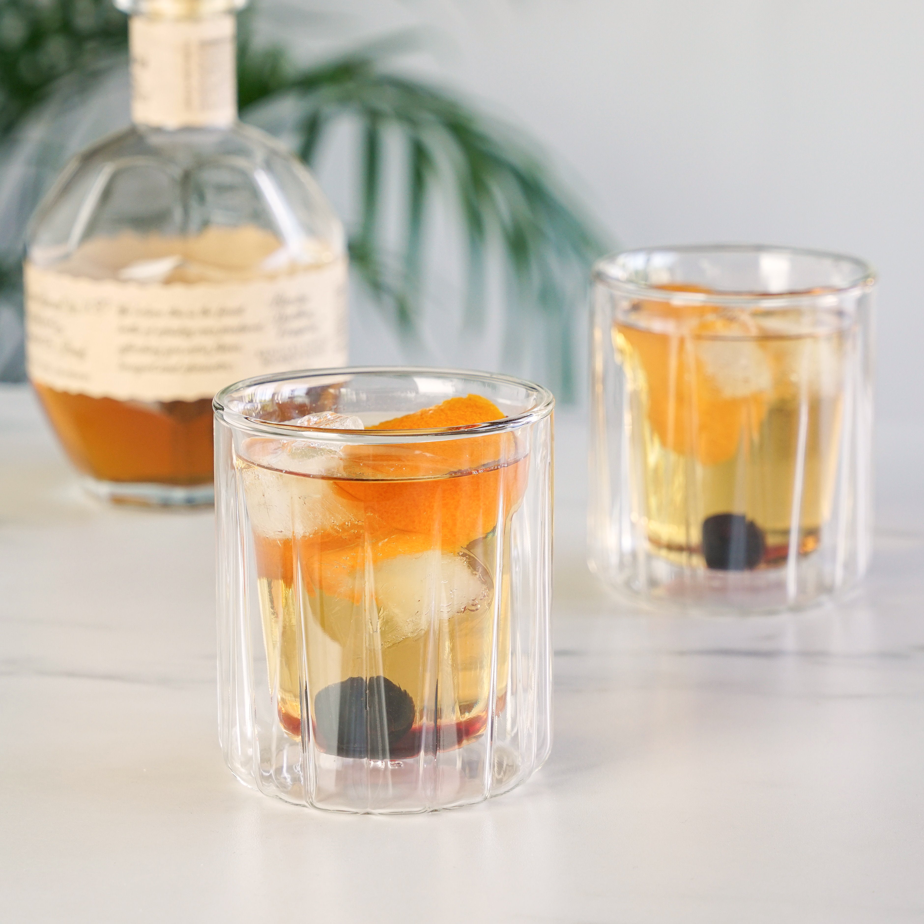 Premium Double Walled Whiskey Glasses Set of 2 - Heavy Duty Crystal Clear Tumblers for Scotch, Bourbon, Cocktails & Iced Beverages - Perfect for Home Bar, Gifts & Entertaining