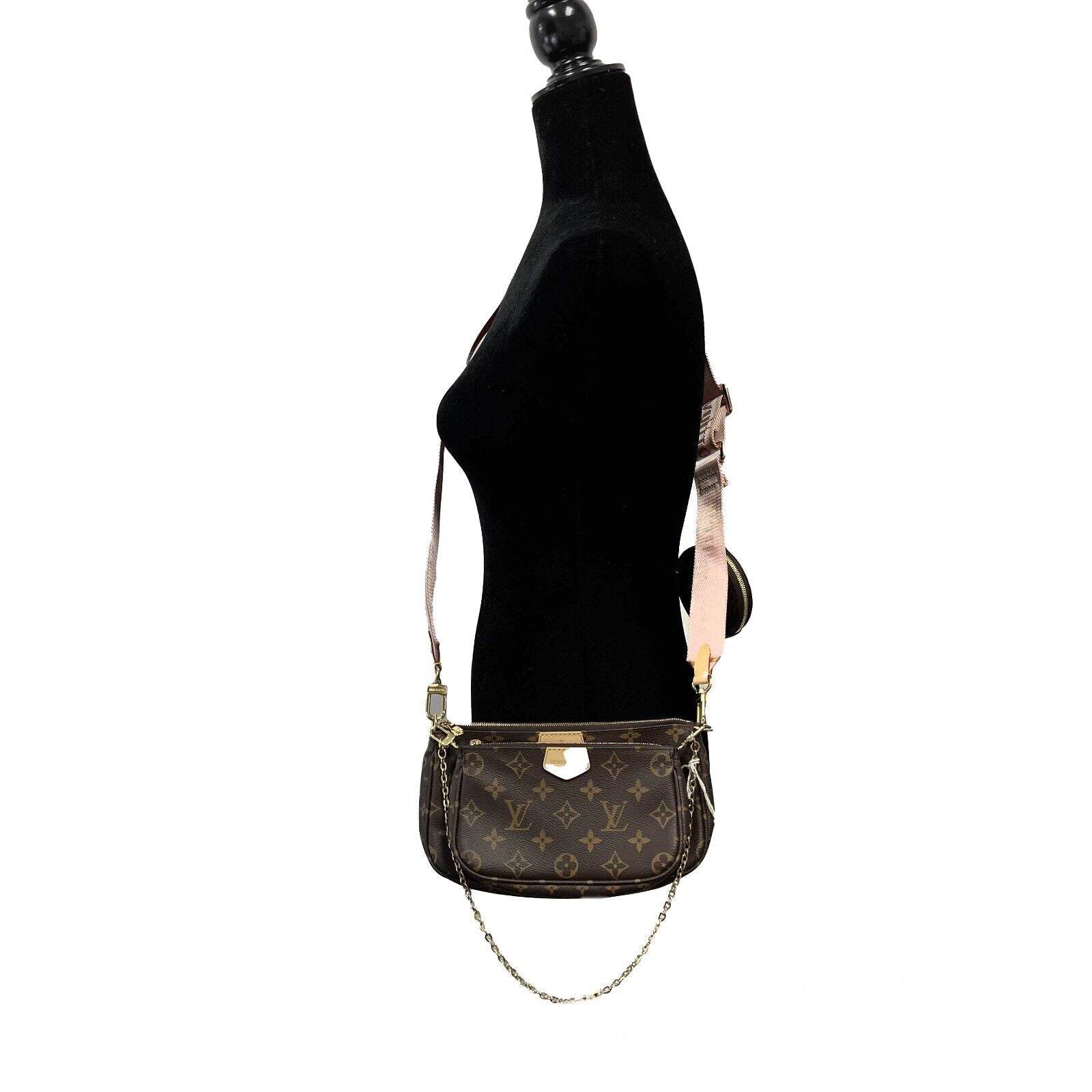 Authentic Louis Vuitton Multi Pochette Accessories Crossbody Bag in Light Pink & Brown - New Luxury Handbag for Women, Perfect for Date Night & Travel