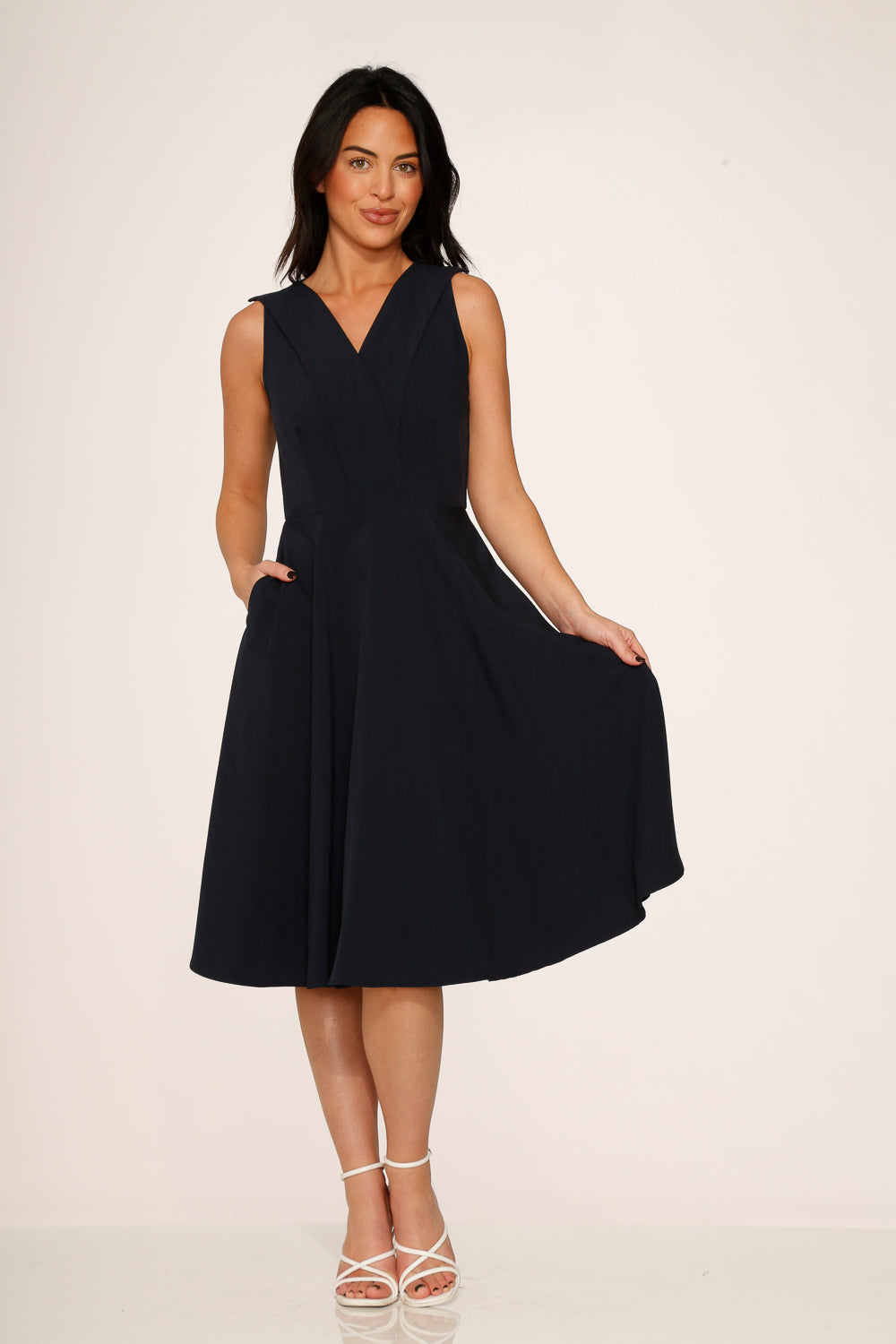 Navy Blue Swing Dress for Women - Flowy A-Line Summer Dress with Pockets - Perfect for Casual Outings, Beach Vacations & Date Nights