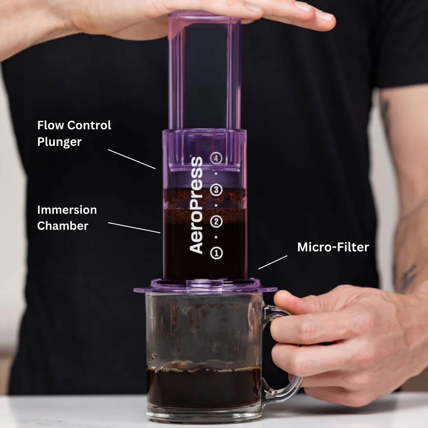 AeroPress Coffee and Espresso Maker - Clear Purple, Portable Travel Coffee Brewing System for Home, Office & Camping