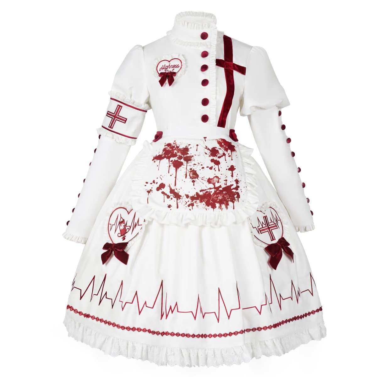 Gothic Nurse Lolita Dress for Women - Halloween Cosplay Costume with Lace Edge | Perfect for Halloween Parties, Anime Conventions & Gothic Fashion