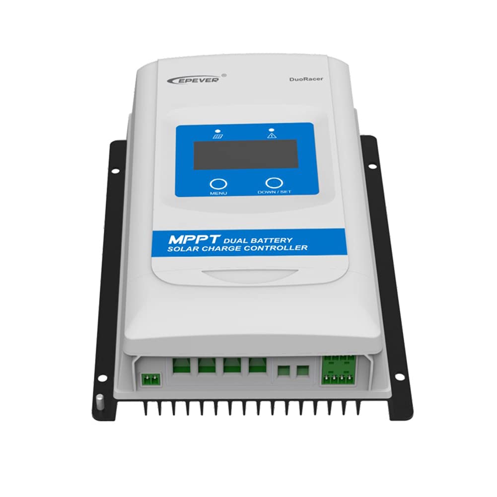 EPEVER 30A MPPT Solar Charge Controller Dual Battery 12V/24V Auto 100V Max PV Input - for RV, Camper, Boat, Caravan, Trailer - Compatible with Sealed, Gel, Flooded & Lithium Batteries | Perfect for Off-Grid Power & Mobile Solar Systems