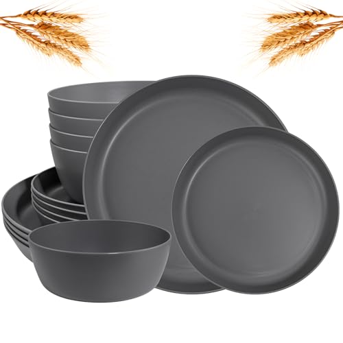 Dark Grey Wheat Straw Plates and Bowls