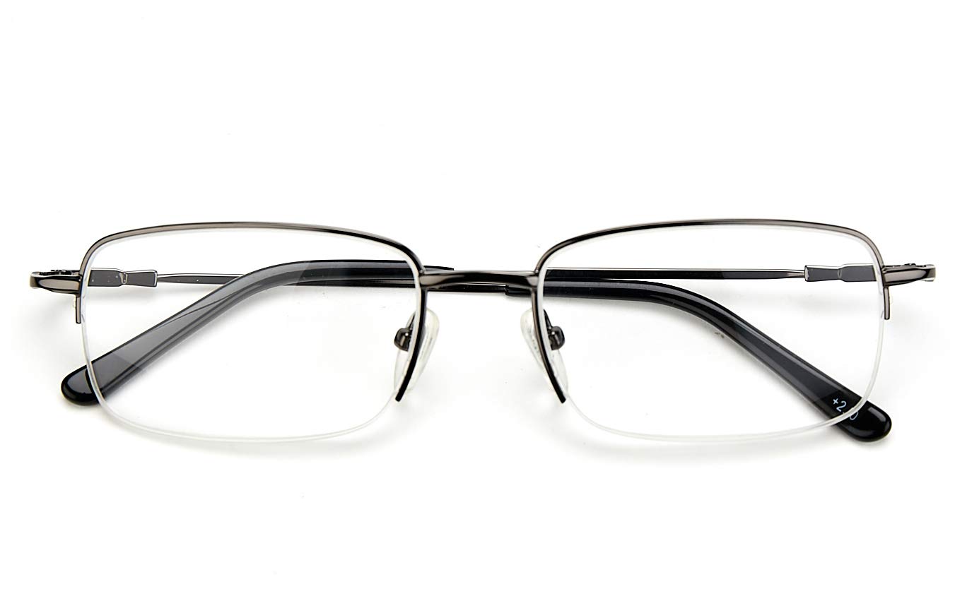 Progressive Multifocal Computer Reading Glasses for Men - Blue Light Blocking, Memory Metal Frame, Anti-Fatigue Eyewear - Perfect for Office Work, Gaming & Screen Time