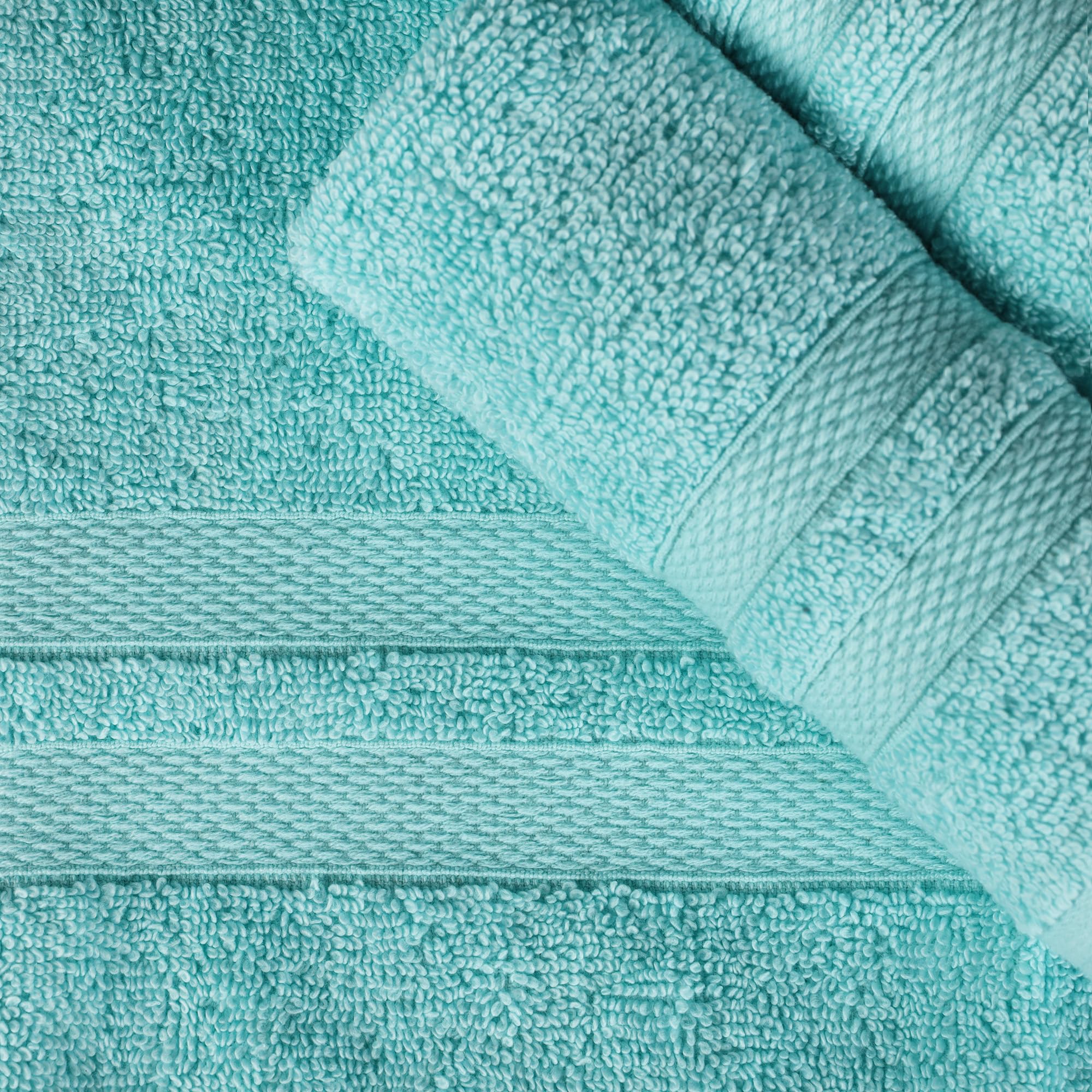 Premium Ultra-Soft 4-Piece Cotton Bath Towel Set - Highly Absorbent Quick-Dry Bath Towels for Home, Spa & Gym - Luxury Bathroom Essentials for Master Suite & Guest Bath Decor (Cyan Blue) - Perfect for Daily Use, Hotel-Style Experience & Thoughtful Housewarming Gifts
