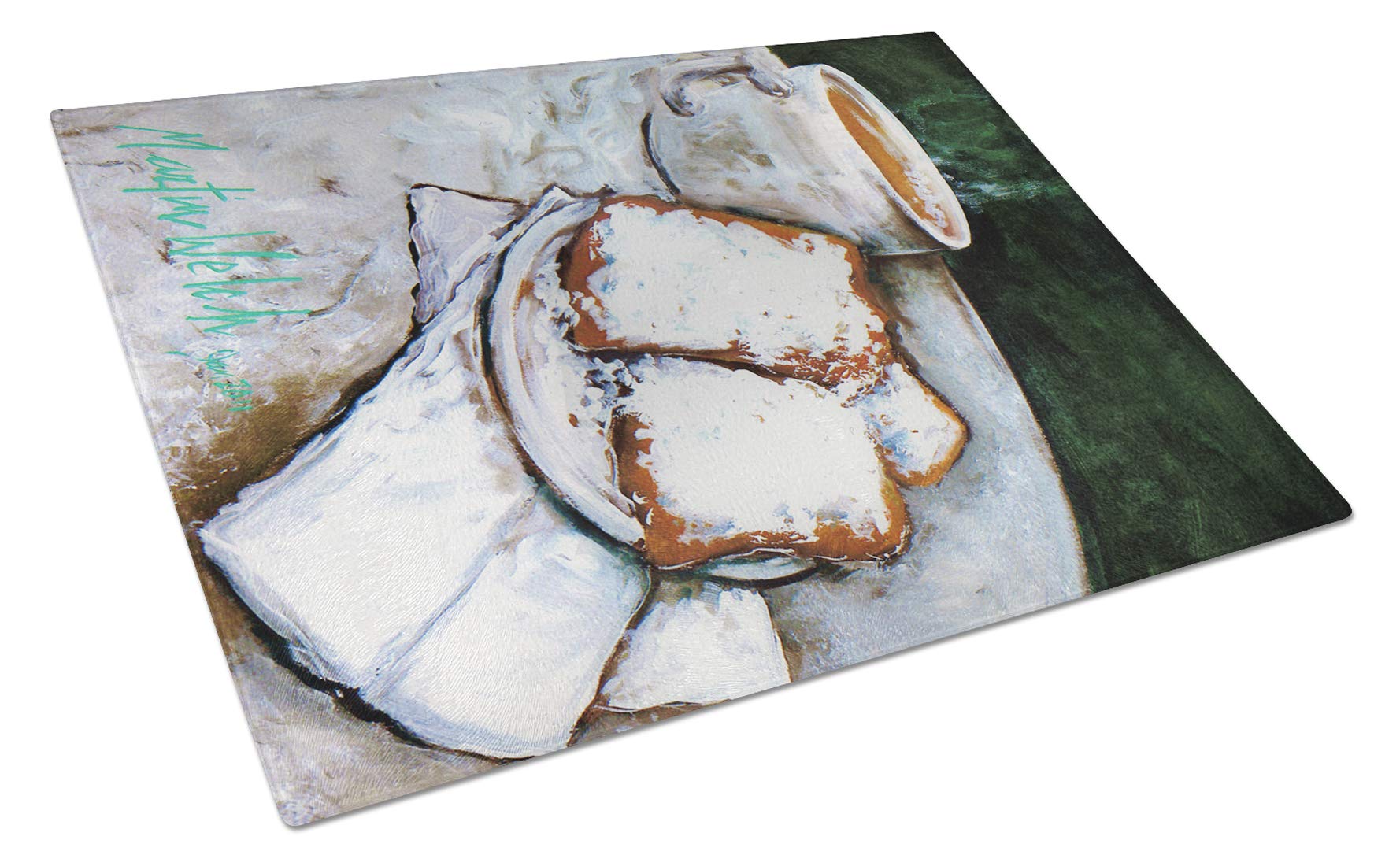 Caroline's Treasures MW1189LCB Large Tempered Glass Cutting Board - Decorative Kitchen Chopping & Serving Board for Beignets Breakfast, Entertaining & Home Decor