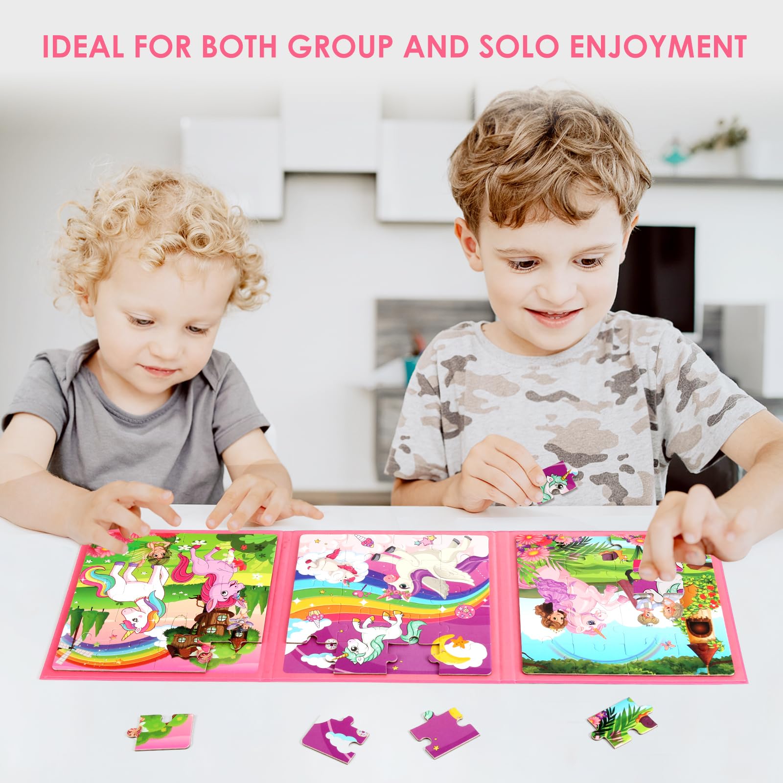 20-Piece Magnetic Unicorn Princess Puzzles for Kids Ages 3-6 | Educational Travel Learning Toys for Toddlers | Perfect Road Trip & Airplane Activities for Boys and Girls | STEM Early Childhood Development Gift