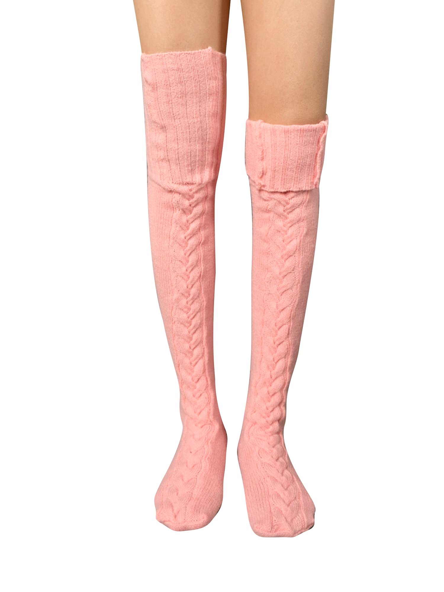 Women's Knitted Crochet Over Knee High Thigh Socks - Warm Winter Boot Stockings & Leg Warmers for Fall Fashion, Outdoor Activities and Cold Weather Comfort