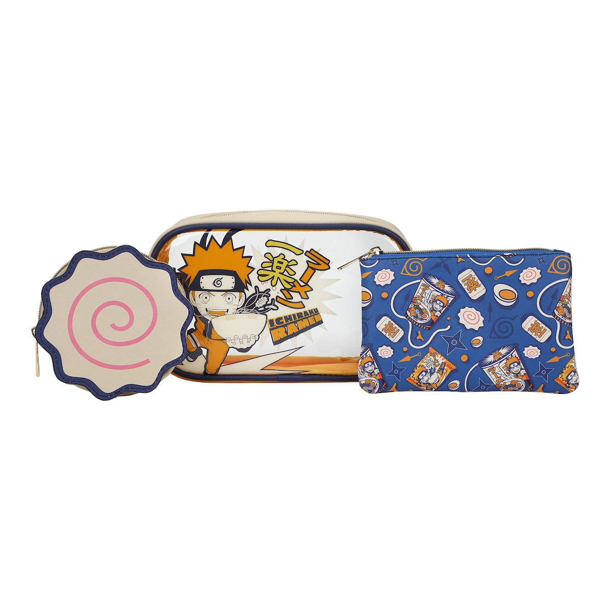 Naruto Ichiraku Ramen Travel Cosmetic Bags Set of 3 - Anime Themed Makeup Pouches for Toiletries & Accessories - Perfect for Travel, Gym, and School Organization