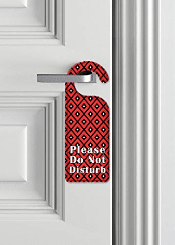 Do Not Disturb Door Hanger Sign - Red, Black & White Triangle Art Plates for Hotels, Offices & Bedrooms | Privacy Door Knob Decor