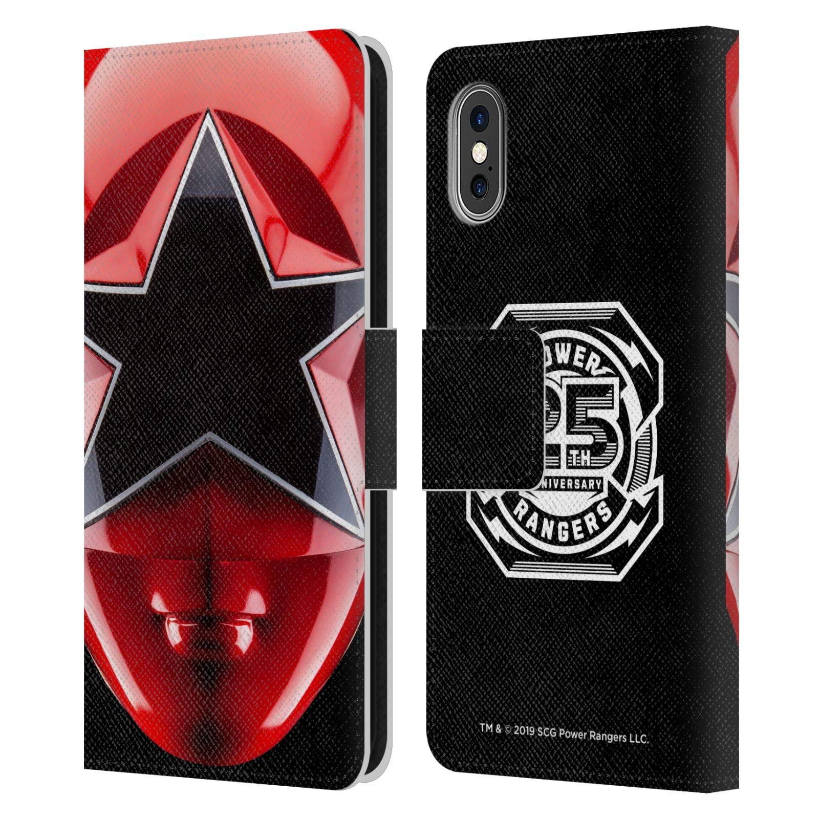 Officially Licensed Power Rangers Red Zeo Helmet Leather Wallet Case for iPhone X/Xs - Durable Phone Cover with Unique Design | Perfect for Fans, Cosplay & Collectors