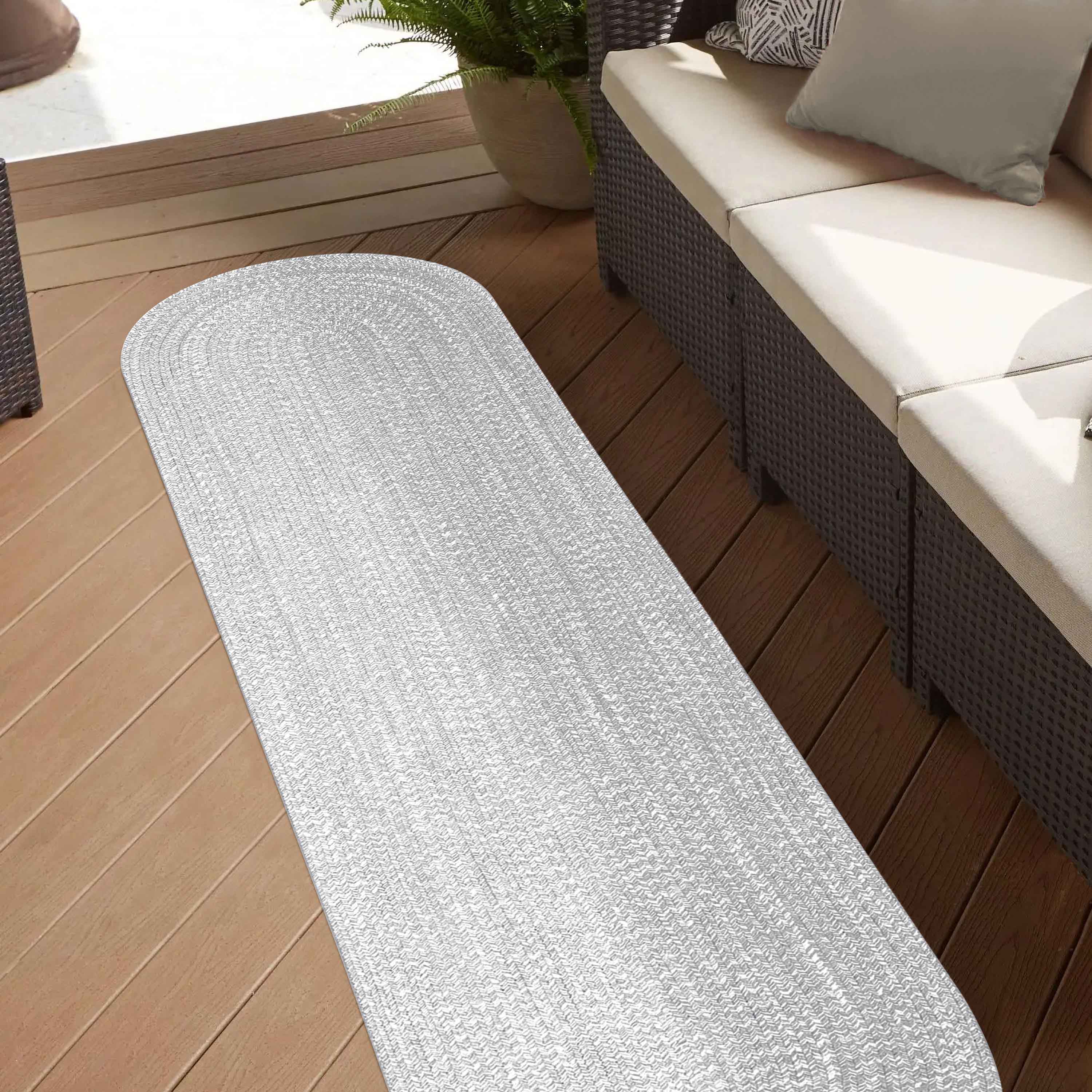 Reversible Braided Area Rug - 2-Tone Indoor/Outdoor Rug for Living Room, Bedroom, Patio & Deck - Non-Slip Durable Floor Mat for Home Decor