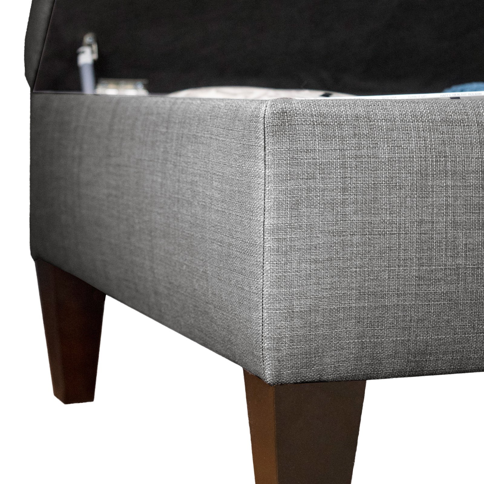 MJL Furniture Designs Manhattan Extra Large Storage Ottoman with 3 Compartments & Lift-Top - Upholstered Coffee Table Bench, Toy Box Organizer for Living Room, Bedroom, Nursery - Light Grey 34