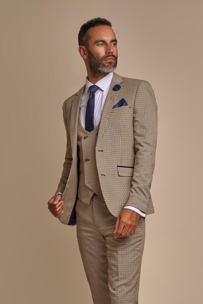 Cavani Elwood Grey Houndstooth Slim Fit Tweed Jacket for Men - Classic Formal Blazer for Business, Office & Special Occasions