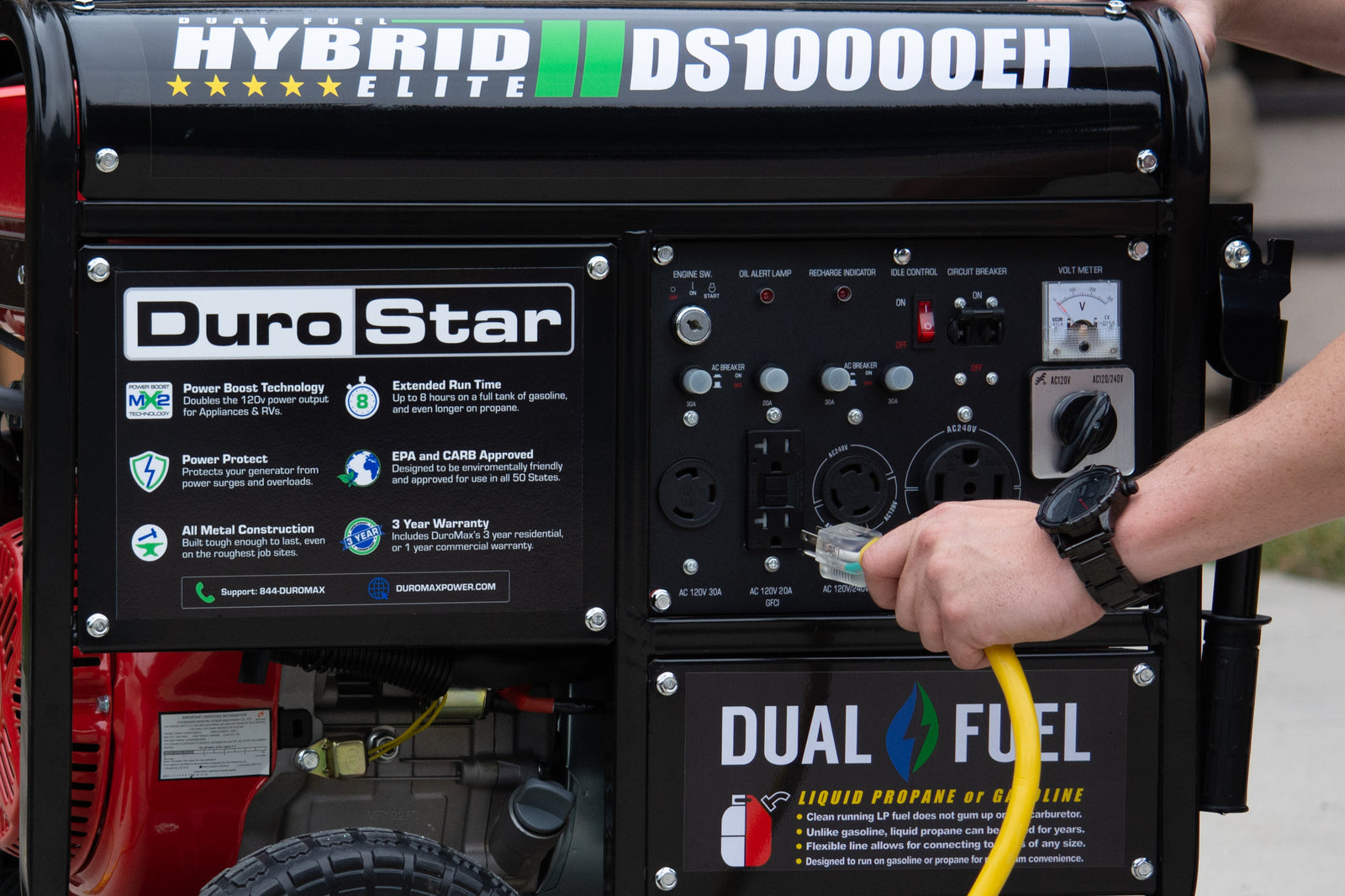 10,000 Watt Dual Fuel Portable Generator - Gas & Propane Powered for Home Backup, Camping & Outdoor Use