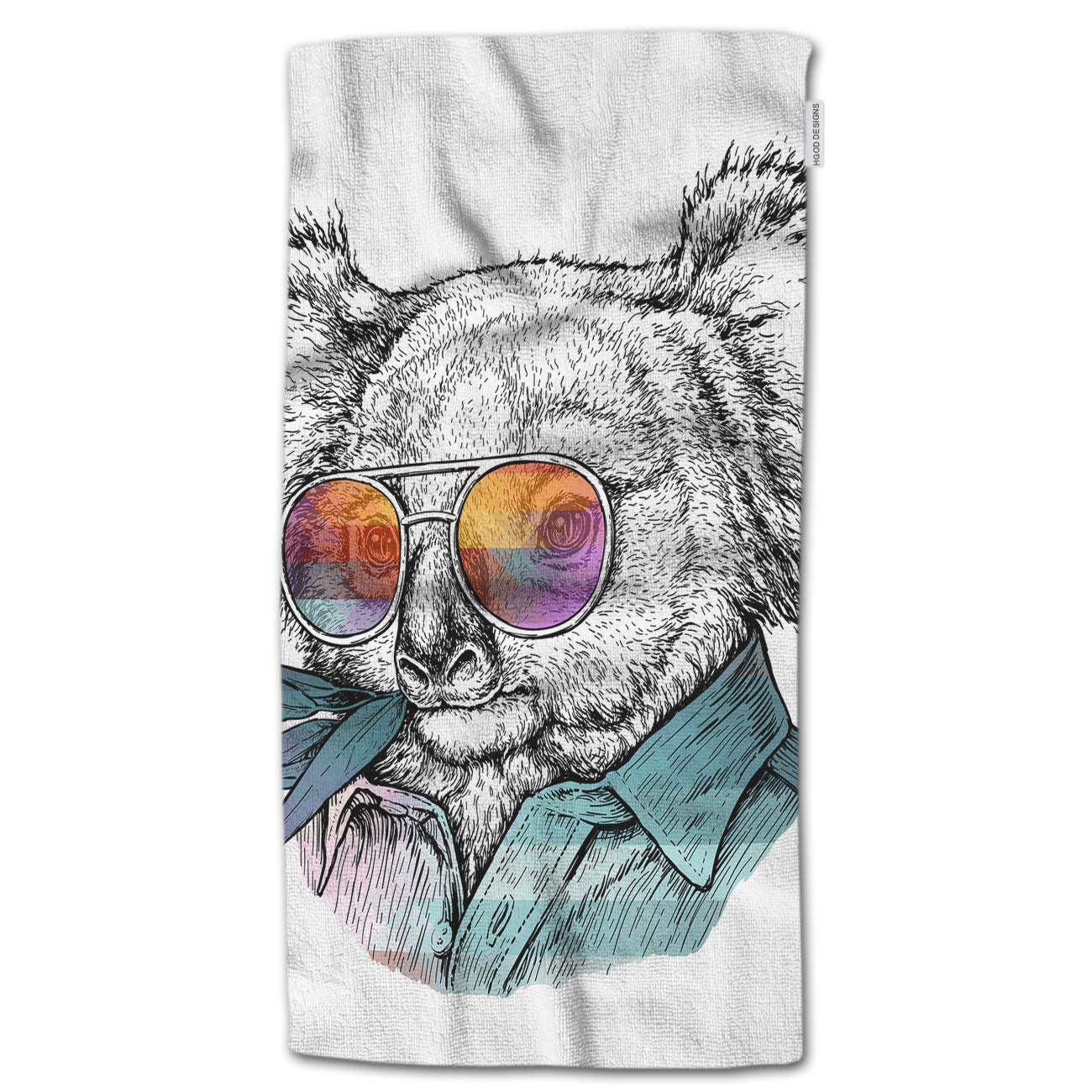 HGOD DESIGNS Koala Bear Bath Towel - Funny Koala with Glasses Art Print, 64x32 Inch Large Absorbent Towel for Bath, Beach, Pool & Home Decor