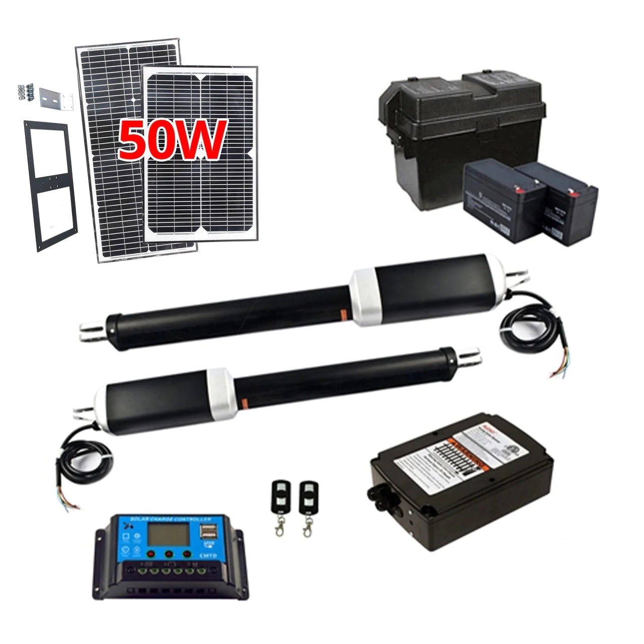 Aleko GG1300U/AS1300U Dual Swing Gate Opener - ETL Certified AC/DC Solar Powered Automatic Gate Operator with 50W Solar Kit - Perfect for Driveway, Farm & Estate Security Gates