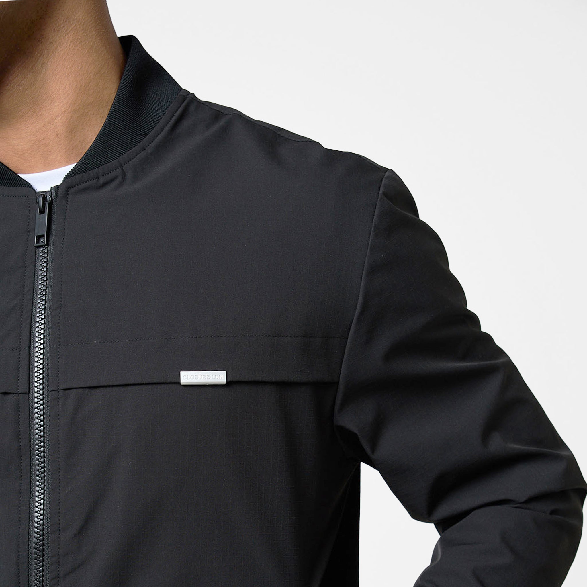 Men's Ripstop Bomber Jacket - Lightweight Water-Resistant Black Jacket for Outdoor Activities & Casual Wear