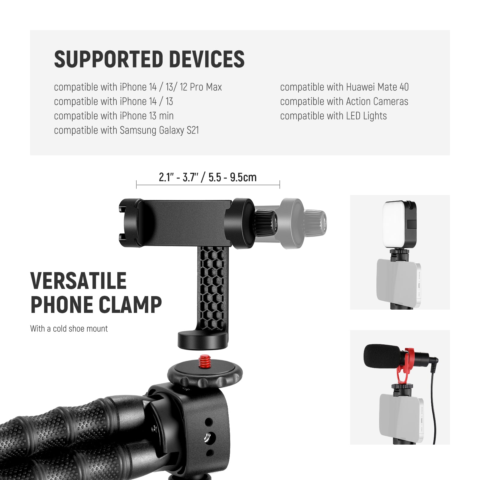 NEEWER T91 Flexible Tripod with Two Magic Arms - Adjustable Camera Stand for DSLR, Smartphone, and GoPro - Perfect for Vlogging, Photography, and Live Streaming