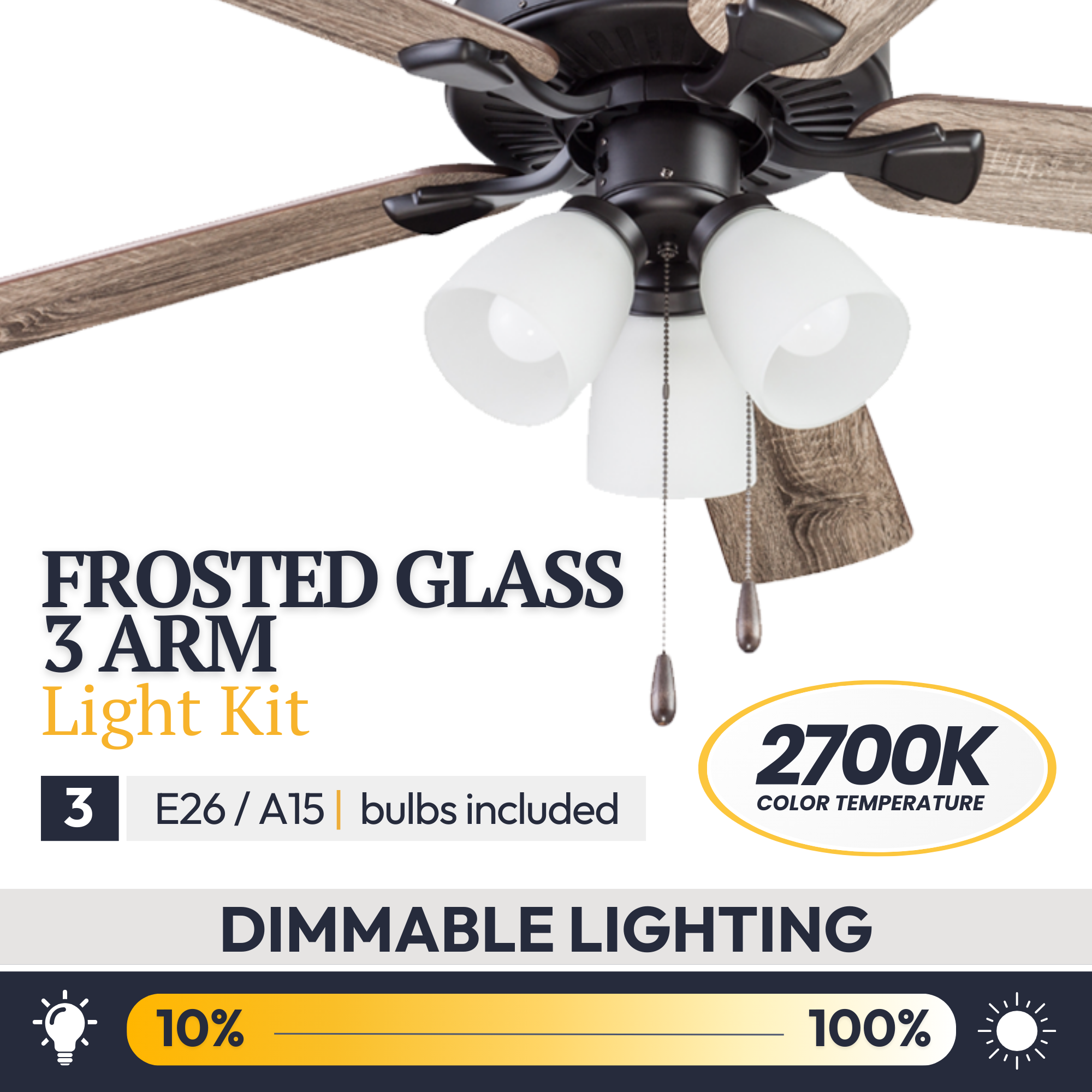 52 Inch Stannor Ceiling Fan with Pull Chain - Espresso Bronze Finish - Energy Efficient & Quiet Operation - Perfect for Living Room, Bedroom, or Outdoor Patio