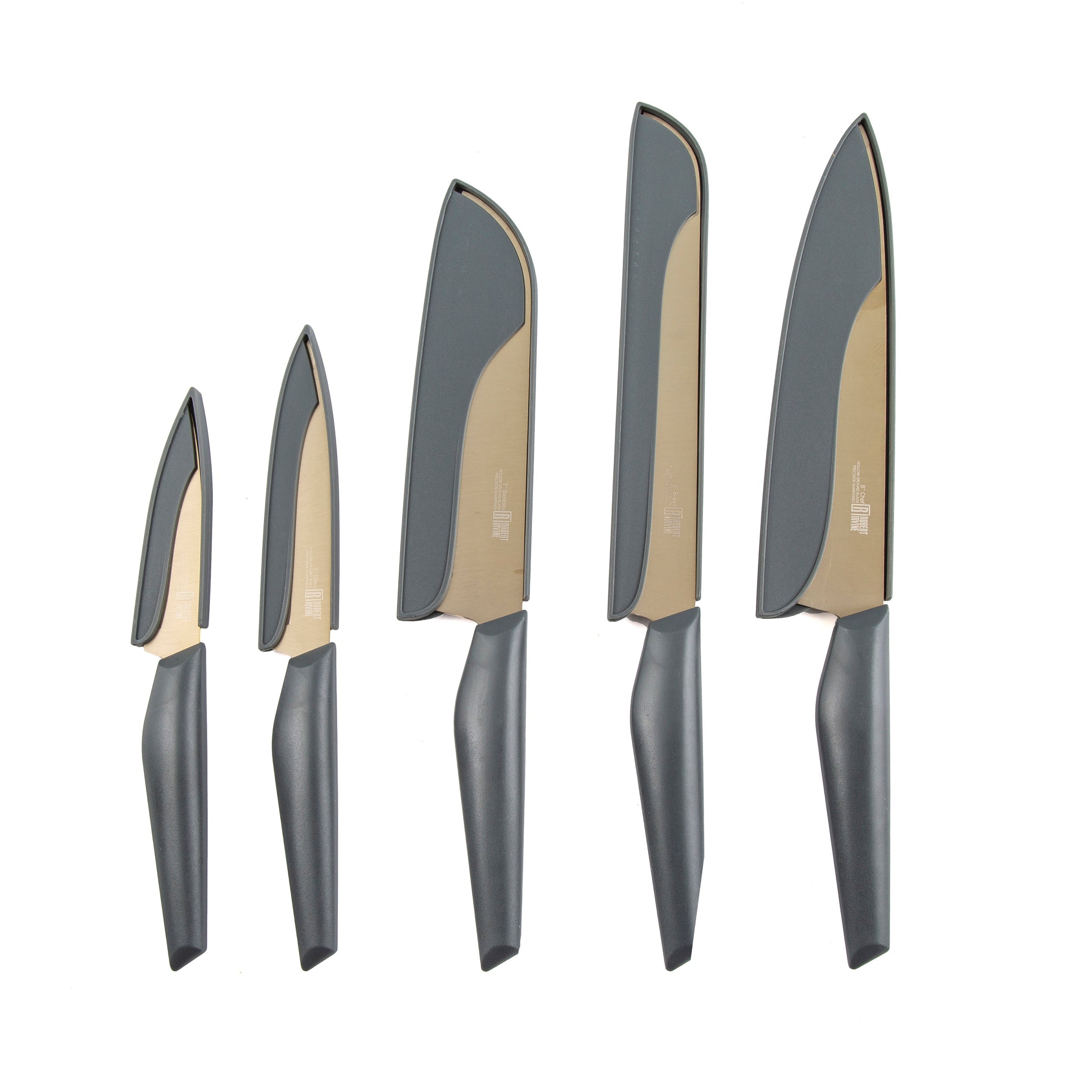 Premium Robert Irvine 10-Piece Cutlery Set - Elegant Grey & Champagne Stainless Steel Knives, Forks & Spoons - Perfect for Dinner Parties, Wedding Gifts & Home Dining