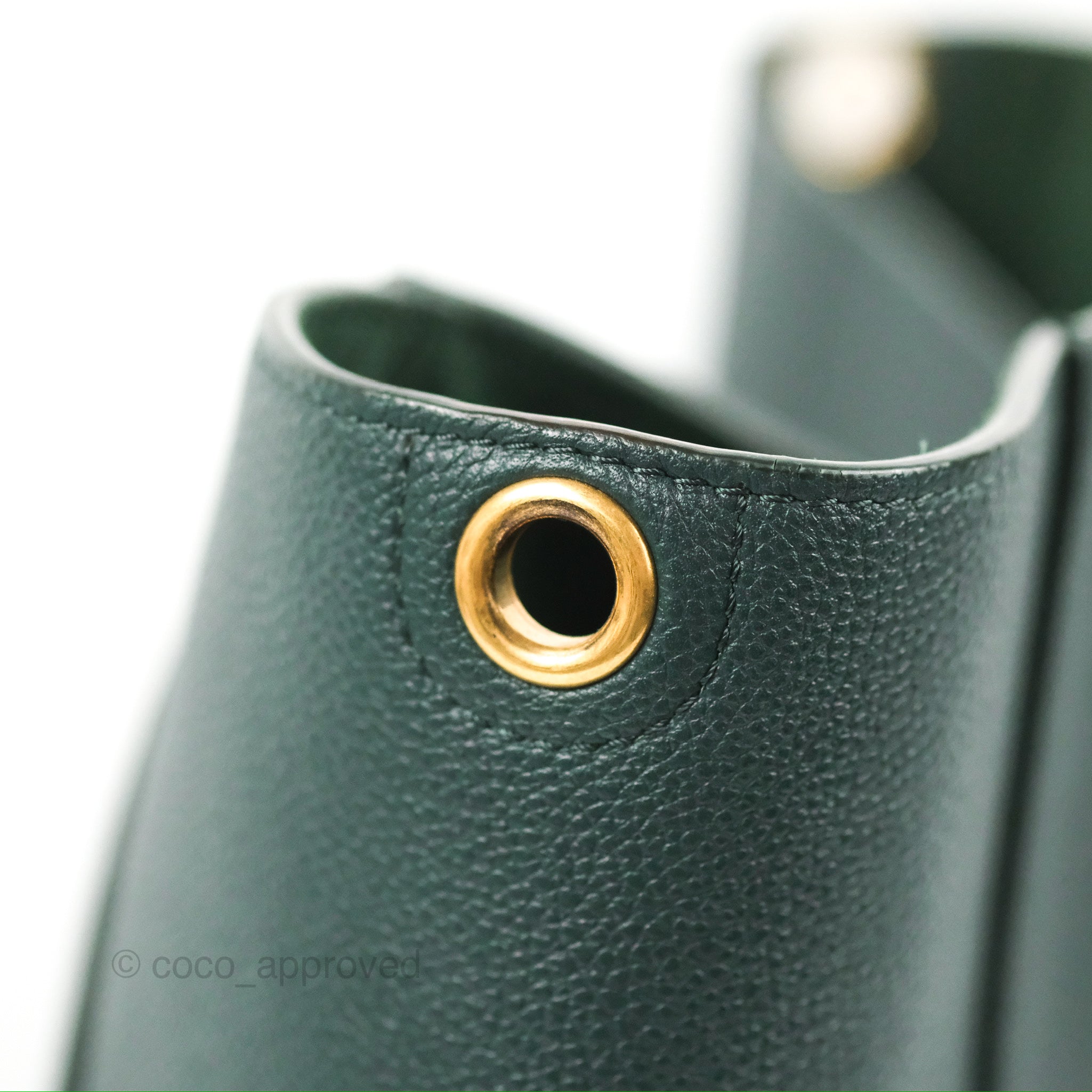Celine Sangle Bucket Bag in Dark Green Grained Calfskin Leather - Perfect for Work, Travel & Everyday Luxury Handbag