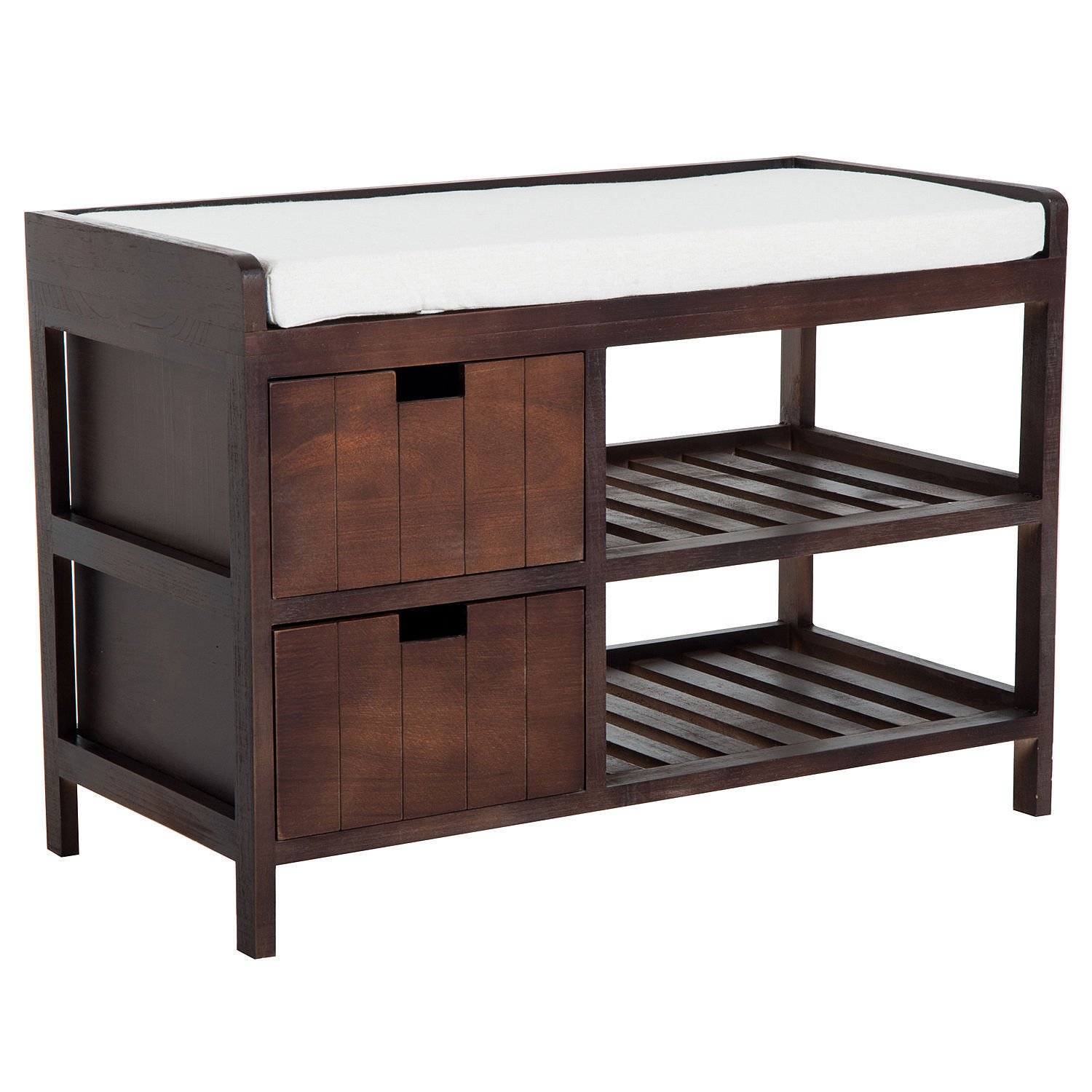 Caraya Wooden Shoe Rack with Storage Drawer & Cushion - Entryway Bench Organizer for Shoes, Boots & Accessories | Perfect for Hallway, Mudroom & Small Space Organization