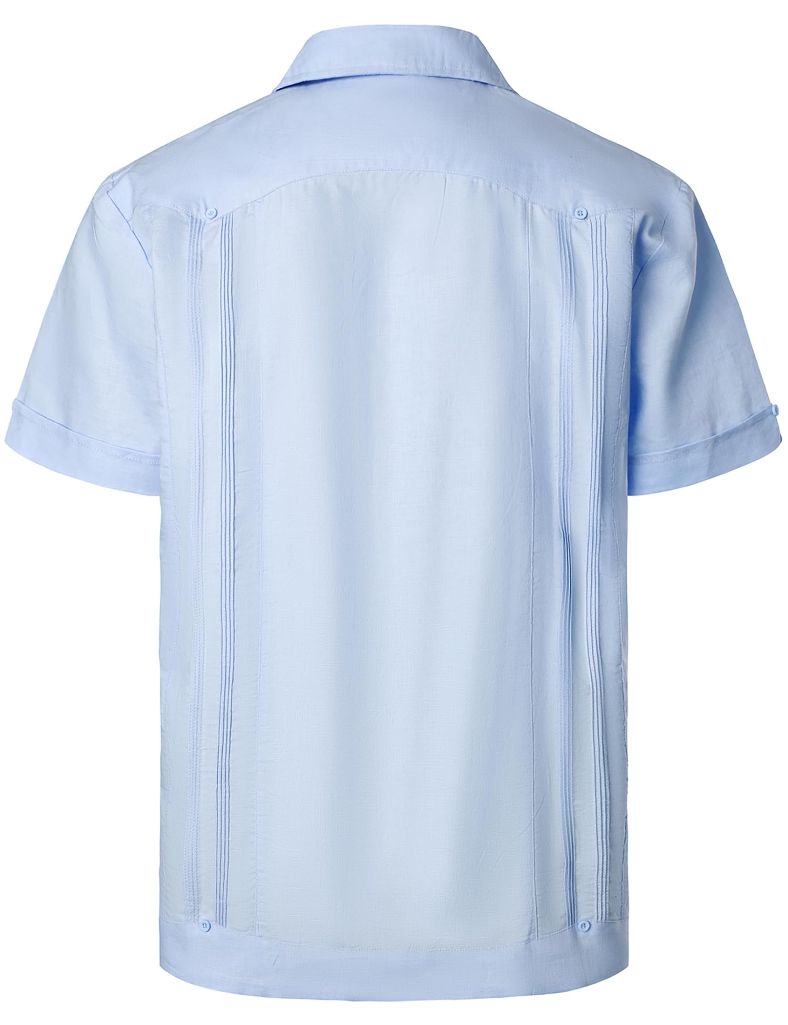 VATPAVE Men's Linen Cuban Guayabera Shirt - Casual Short Sleeve Button Down Shirt for Summer | Breathable & Lightweight | Perfect for Beach Vacations, Tropical Weddings & Casual Outings