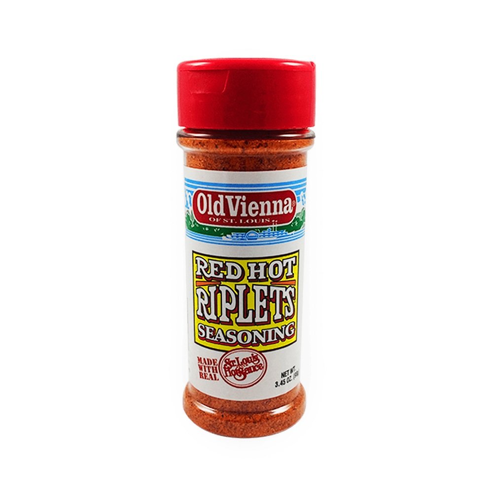 Old Vienna Red Hot Riplets Seasoning 3.45oz - Authentic St. Louis Style Hot Sauce Flavor - Perfect for Popcorn, Chips & Snacks - Spicy Seasoning for Parties & Game Nights