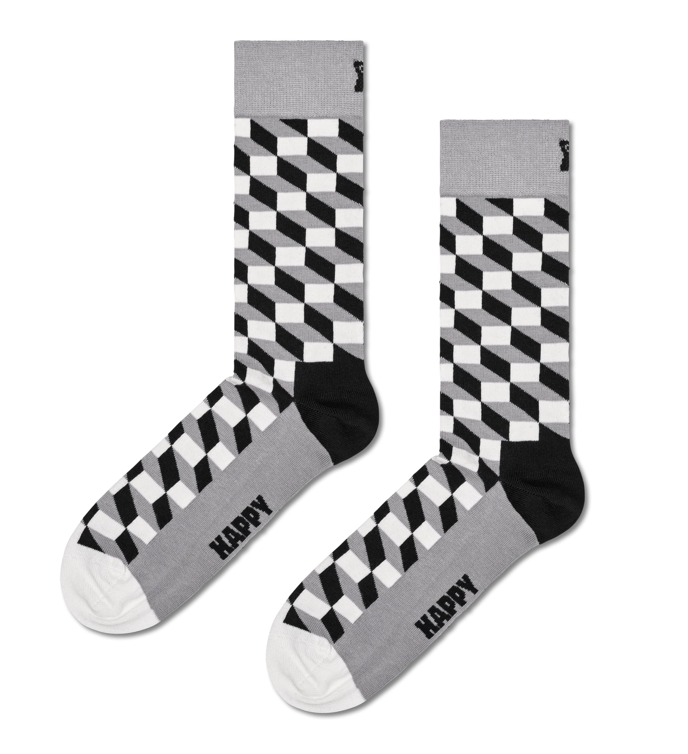 Happy Socks Black & White Striped Crew Socks for Men & Women - Soft Cotton Low Cut Ankle Socks with Gift Box - Eco-Friendly Sustainable Casual & Dress Socks for Everyday Wear, Office, Gifts & Special Occasions