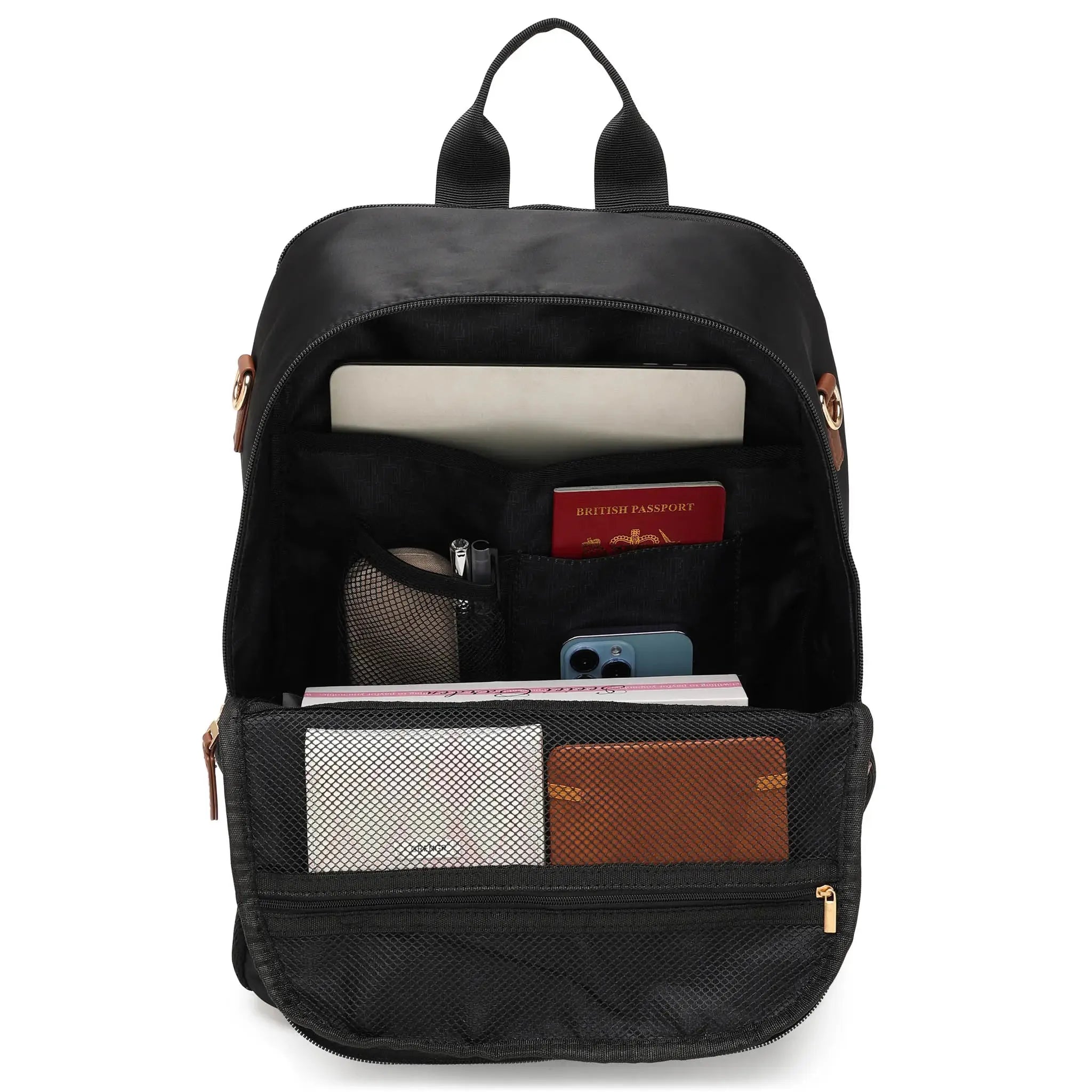 Premium 18L Twill & Vegan Leather Backpack for Travel, Work & College - Stylish Water-Resistant Laptop Bag with USB Charging Port | Perfect for Commuting, Business Trips & Campus Life