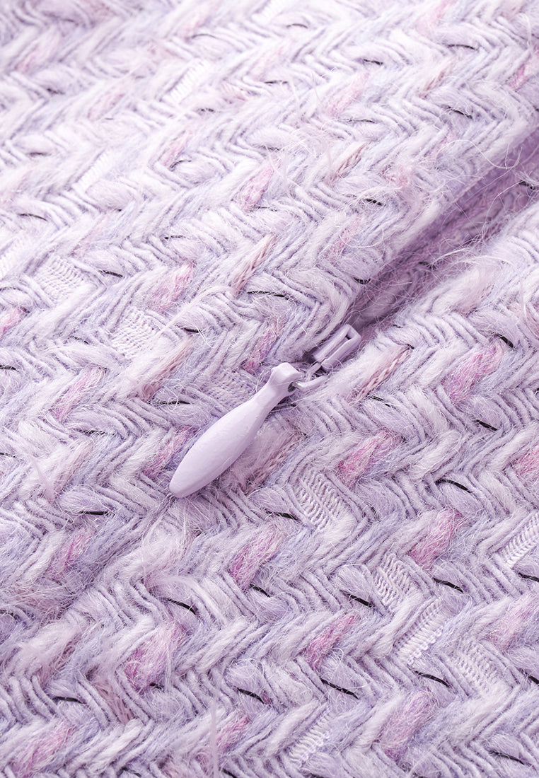 Elegant Lilac Tweed Dress for Women - Vintage-Inspired Ladies' Fashion for Office, Party & Special Occasions