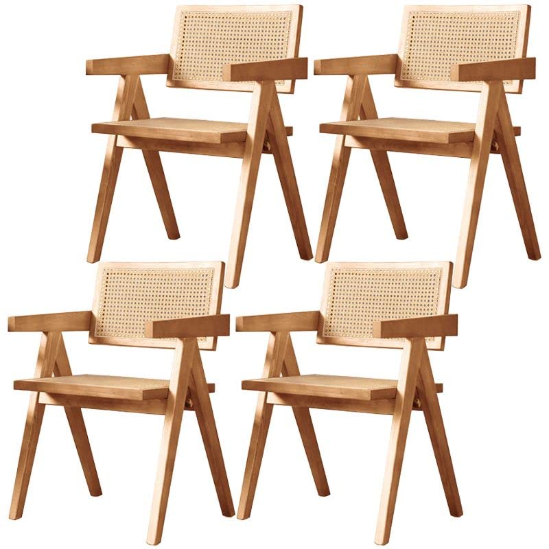 SUSUO 4-Piece Indoor Faux Rattan Woven Dining Chairs Set with Classic Wood Frame - Stylish Open Back Armchairs for Living Room, Kitchen & Dining Area - Perfect for Home Decor, Entertaining Guests & Daily Meals