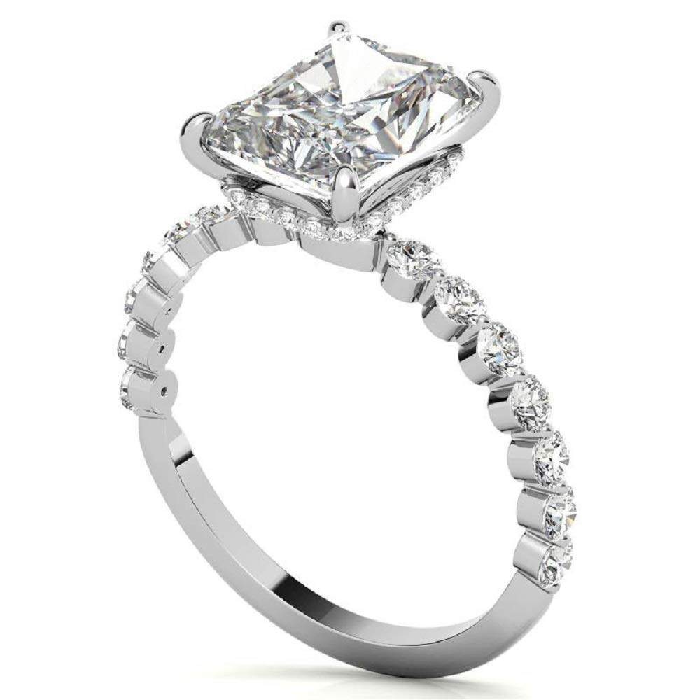 4 CT Emerald Cut Moissanite Engagement Ring - Vintage Wedding Eternity Band with 4-Prong Solitaire Setting in Sterling Silver - Anniversary Promise Ring Gift for Women - Perfect for Proposals, Weddings & Special Occasions