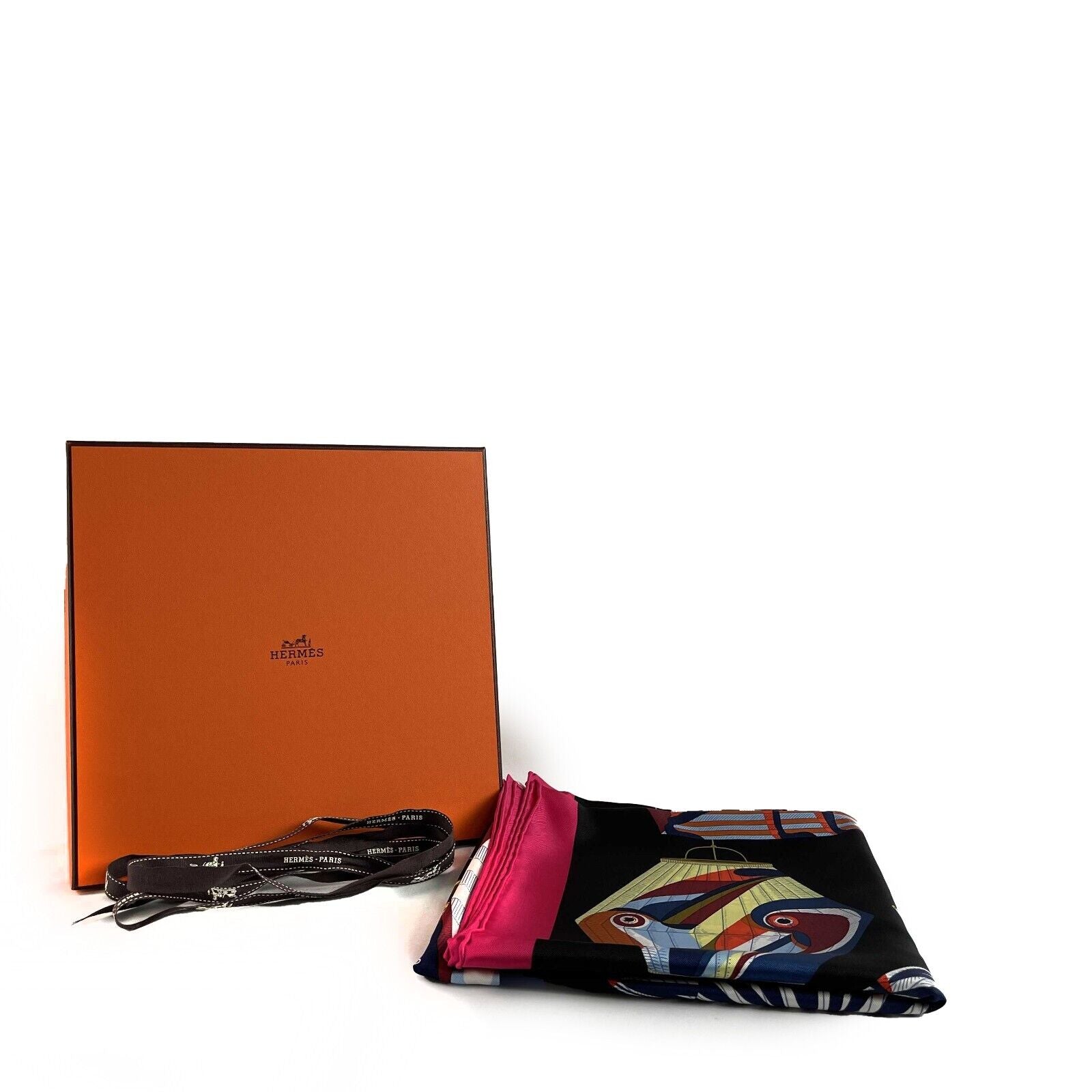 Hermes Lanternes Ballons et Cocardes Silk Scarf - 90cm Black & Fuchsia Luxury Fashion Accessory for Women | Perfect for Gifts, Parties & Special Occasions