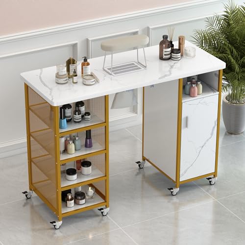 White Faux Marble & Gold Frame