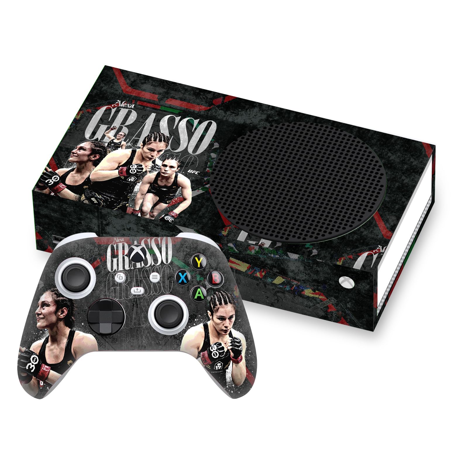 Official UFC Alexa Grasso Vinyl Skin Gaming Sticker Decal Compatible with Xbox Series S Console & Controller Bundle - Perfect for Gaming Enthusiasts & UFC Fans