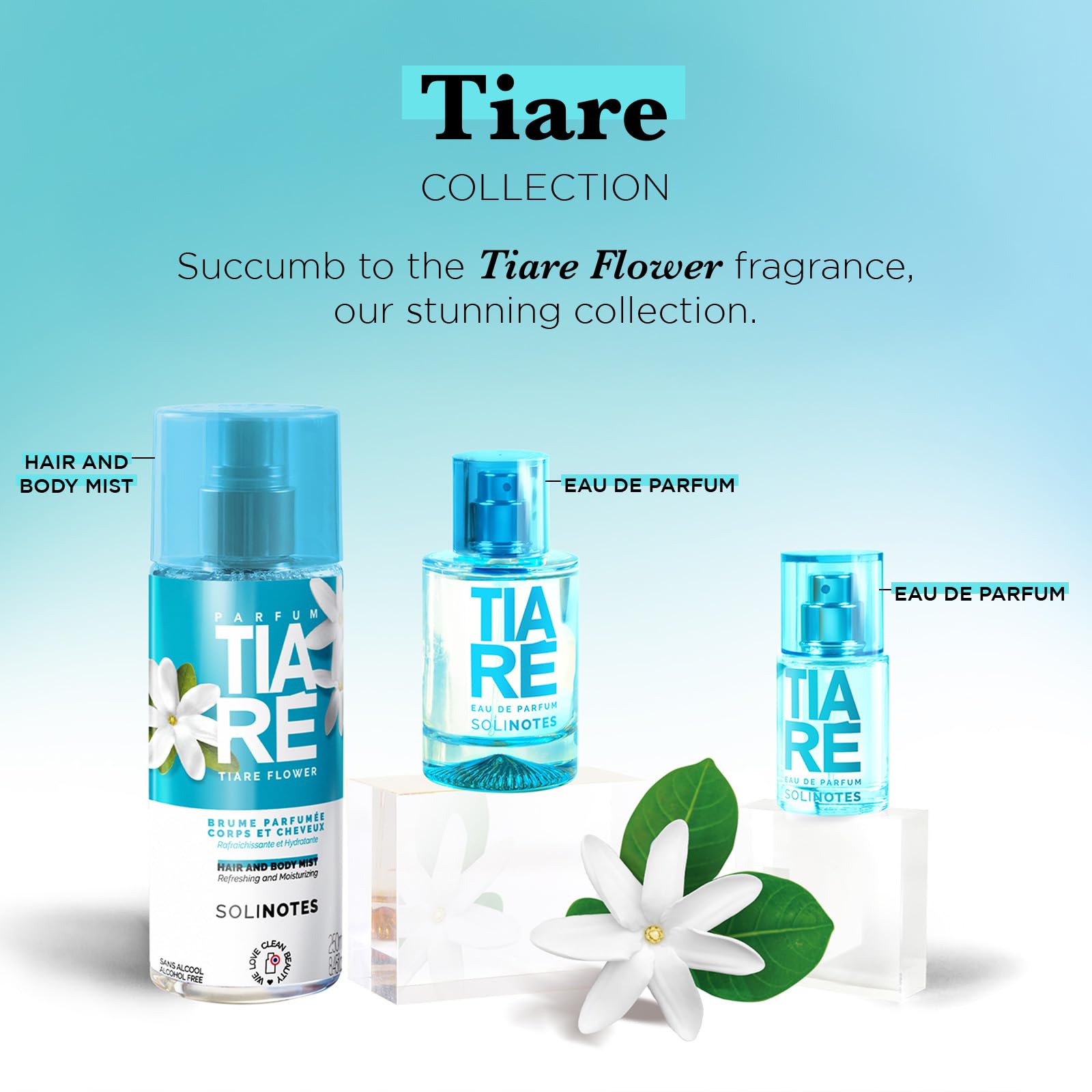 SOLINOTES Tiaré Body Mist for Women - Alcohol-Free Hydrating Fragrance Spray | 8.45 fl.oz Floral Scent for Body & Hair | Perfect for Daily Use, Work, Date Night & Travel