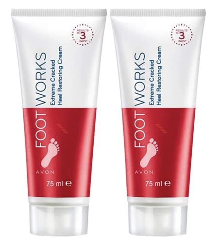 AVON Foot Works Maximum Strength Cracked Heel Cream - Pack of 2 | Intensive Moisturizing Foot Care for Dry, Cracked Heels | Perfect for Pedicures & Daily Foot Care Routine