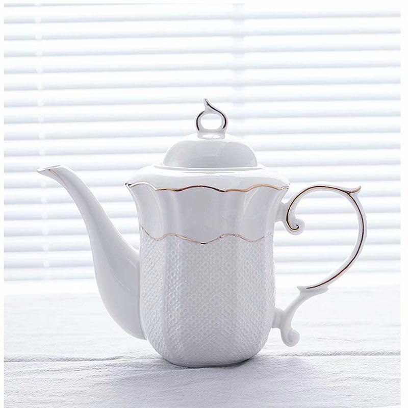 14-Piece Porcelain Tea Set with Gold Spoon - Elegant Ceramic Teapot, Coffee Cups & Tea Party Tray - Perfect for Afternoon Tea, Bridal Shower & Hostess Gift