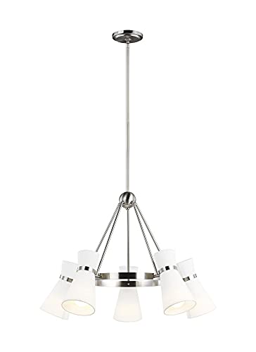 Generation Lighting 5-Light Clark Chandelier in Brushed Nickel - Modern Ceiling Light Fixture for Dining Room & Living Room Decor (3190505-962) | Compatible with Standard & LED Bulbs | Perfect for Elegant Home Lighting & Dinner Party Ambiance