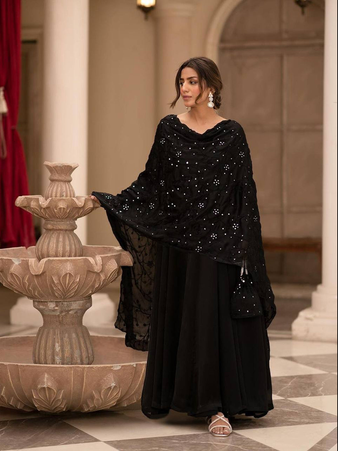 Elegant Black Anarkali Dress with Exquisite Embroidery | Premium Festive Wear for Women | Perfect for Weddings, Parties & Special Occasions
