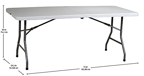Office Star 6-Foot Resin Rectangle Folding Table - Portable & Lightweight for Picnics, Camping, Tailgating, Outdoor Events, and Home Office Use